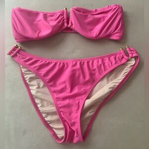 NWOT!  Shoshanna size L bottoms and size D top - hot pink bikini.